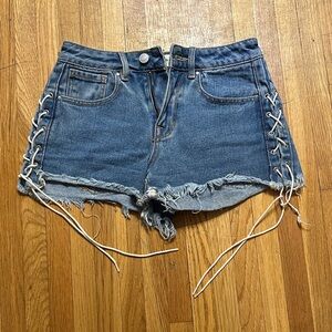 PacSun Blue Lace-Up Jean Shorts
